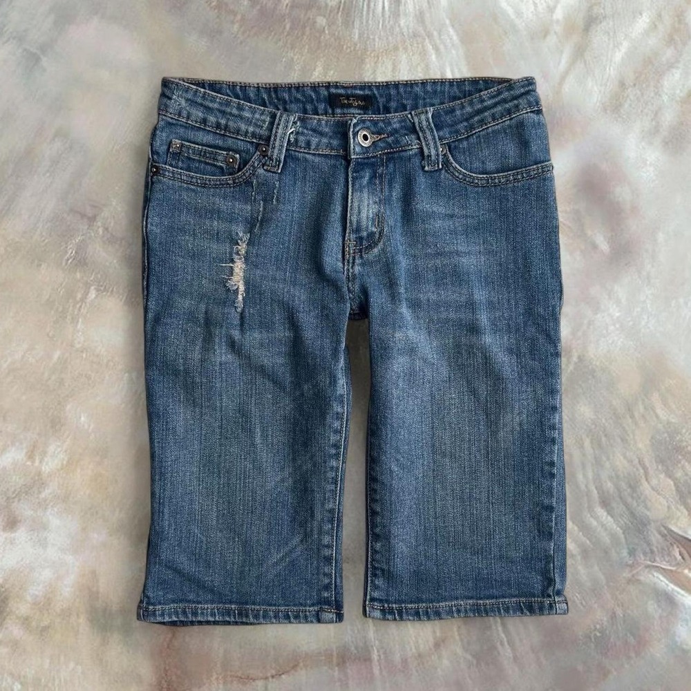 Forever 21 Vintage 2000s Low Rise Capri Jeans Distressed Blue Denim Y2K Womens
